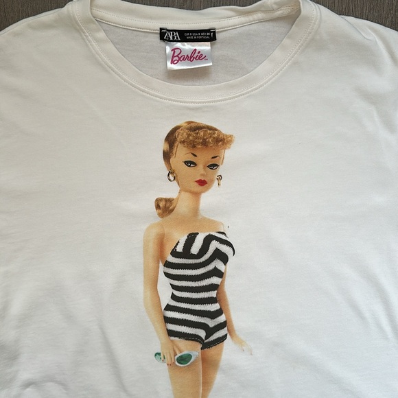 Zara x Barbie the movie Mattel graphic doll white t-shirt S - Picture 6 of 9